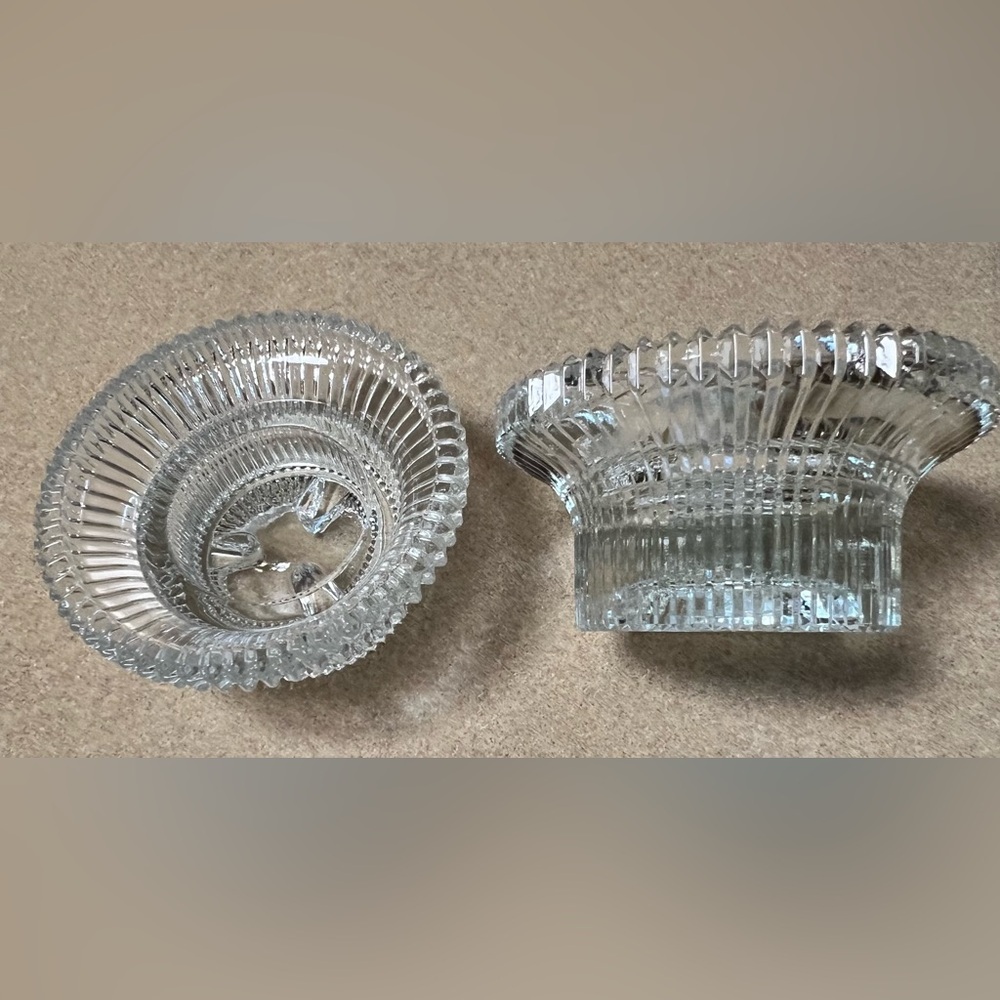 Williams Sonoma Clear Ribbed Crystal Glass Candle Holders set of 2 - Picture 3 of 4